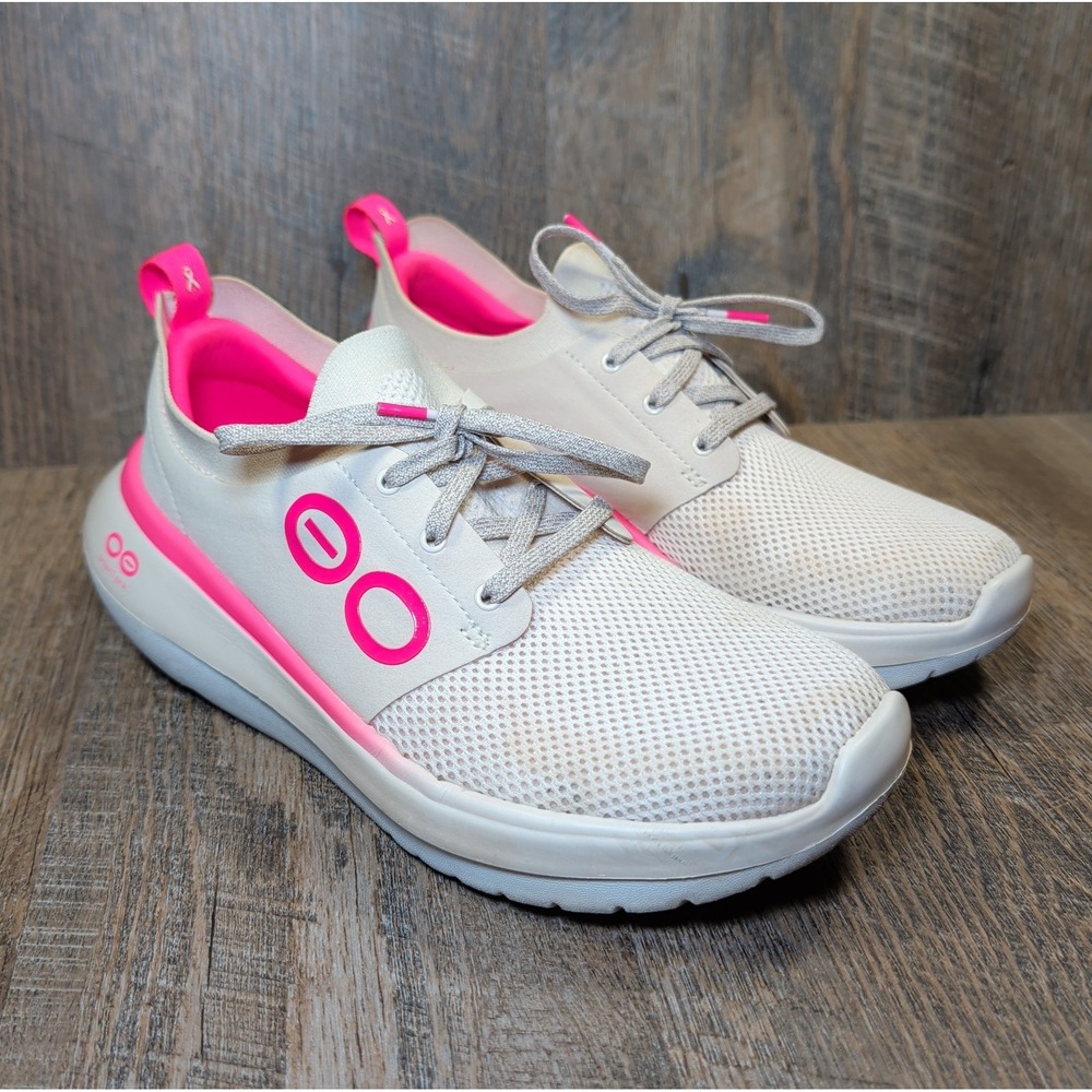 OOFOS Women's OOmy Stride Project Pink 25 Low Top Lace-Up Sneakers Size 8.5